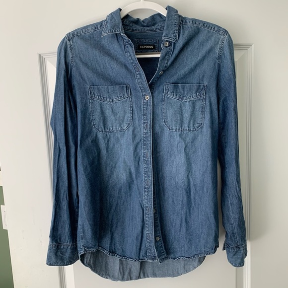 Express Denim Button Down Shirt - Picture 2 of 4